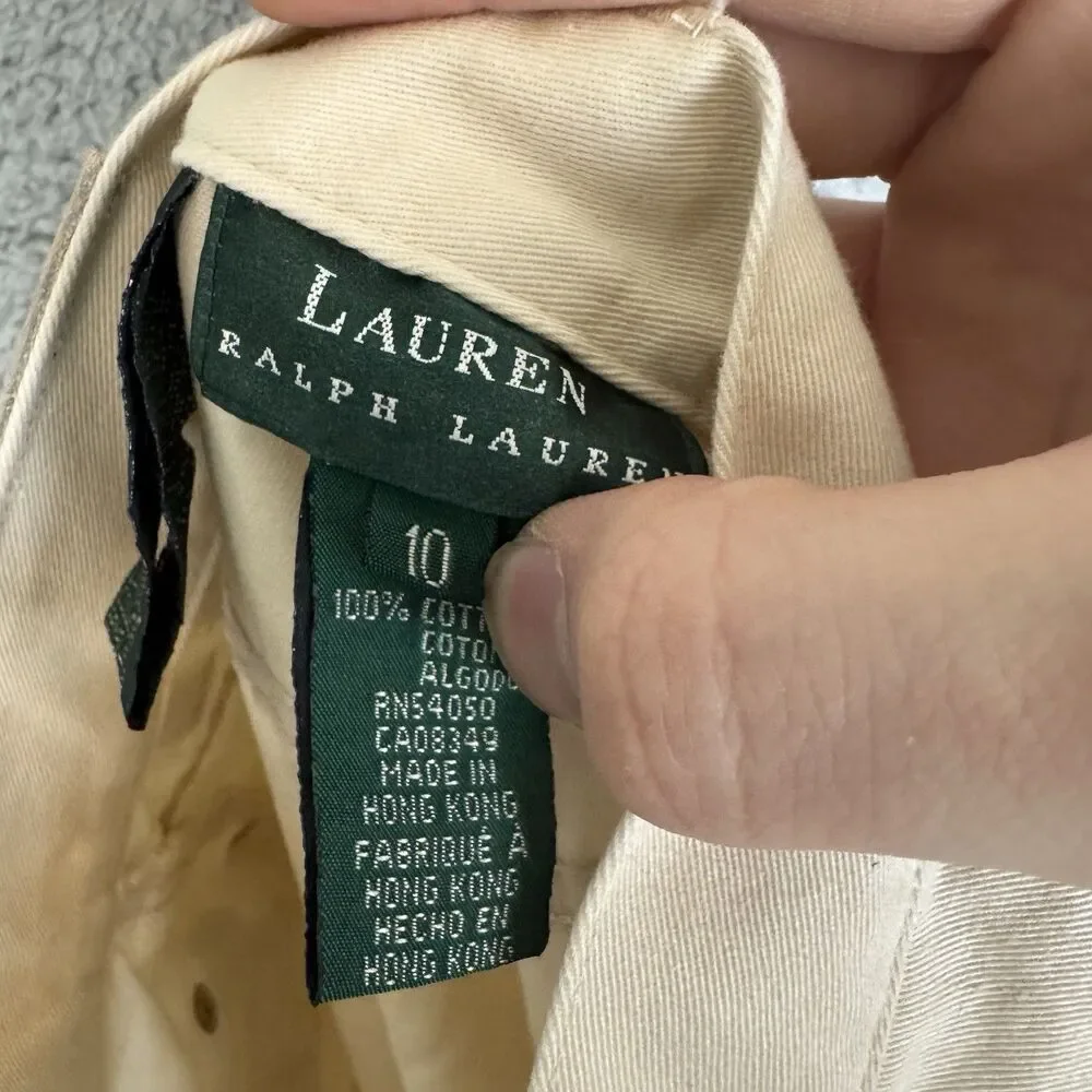 Lauren Ralph Lauren Pants Womens 10 Beige Khaki Straight Leg Pockets Casual NWOT
